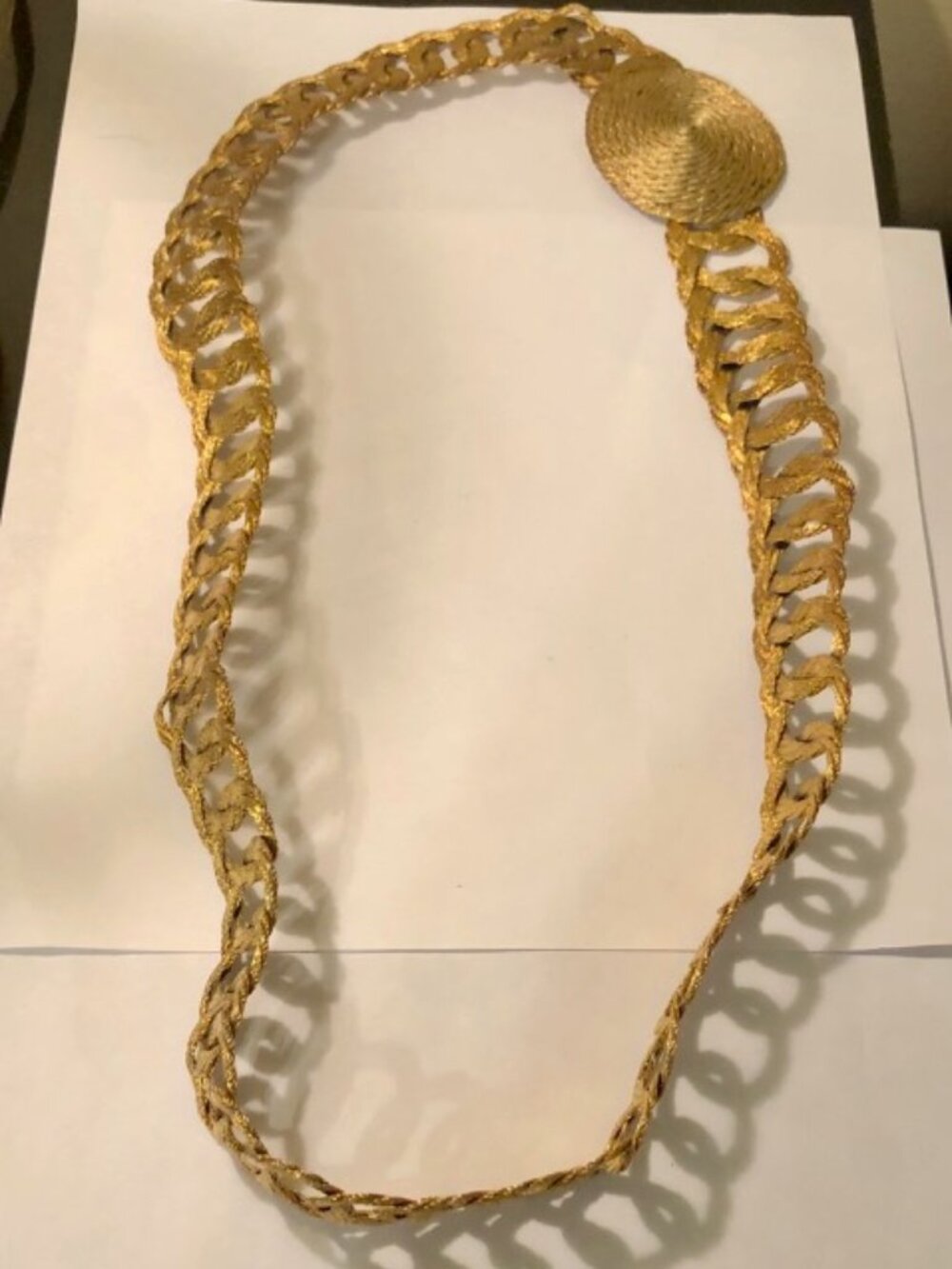 Vintage gold Braided Waist Belt with Round Woven Buckle 36 inches in length